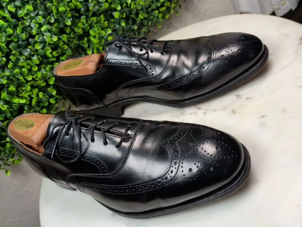 Johnston & Murphy Optima Black Leather Wingtip Oxfords Men's US 9.5 D